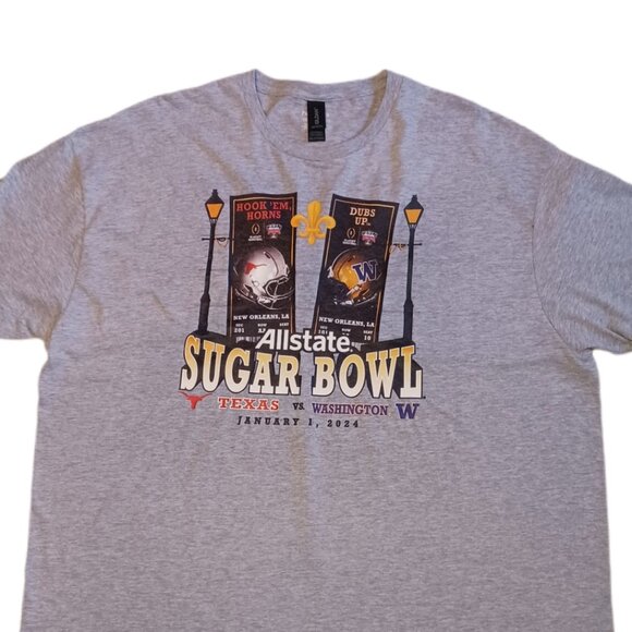Texas Longhorns And Washington Huskies Sugar Bowl 2024 Mens 2XL T Shirt READ - Picture 1 of 8